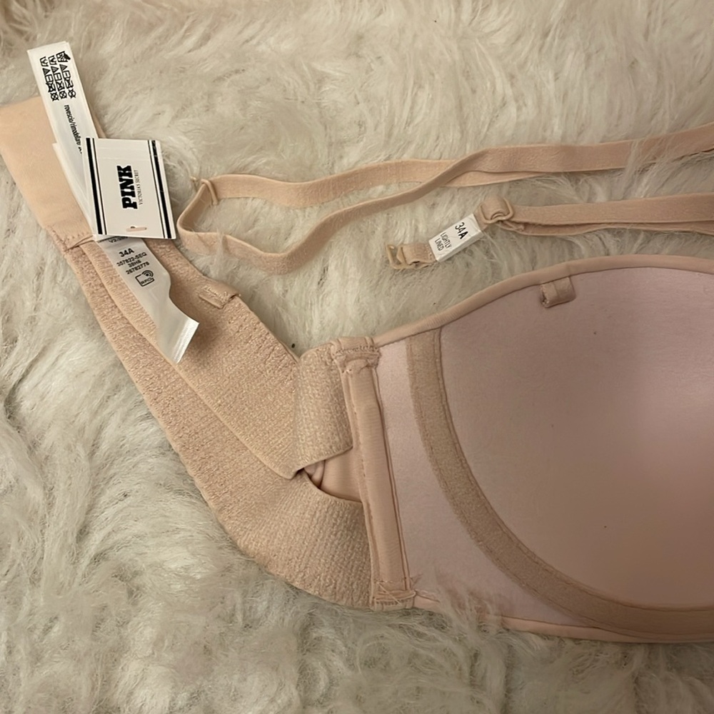 Victoria’s Secret Pink Wear Everywhere Lightly Lined Seamless Strapless Bra 34A - Picture 10 of 12